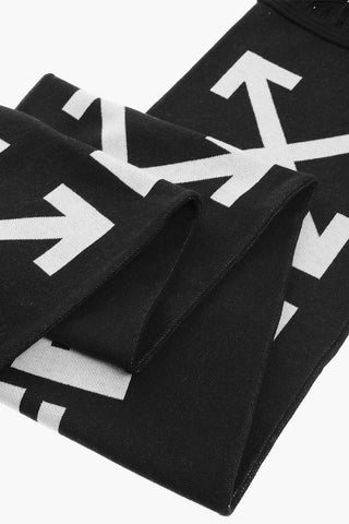 Maxi Logo-Embroidered Scarf With Fringed 