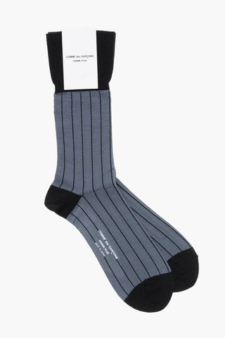 HOMME PLUS Striped Two-Tone Socks