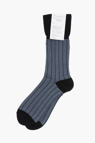 HOMME PLUS Striped Two-Tone Socks