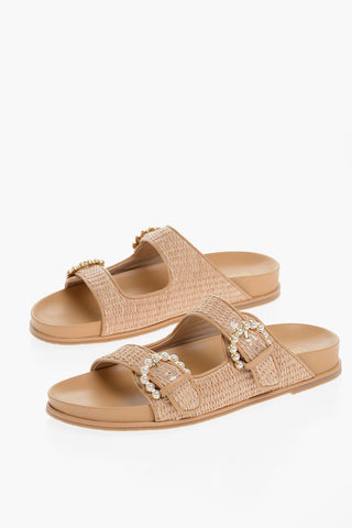 Raffia PIPER Sandals with Double Beaded Buckle