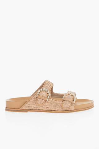 Raffia PIPER Sandals with Double Beaded Buckle
