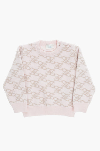 Wool and Cashmere Crew-neck Sweater with All-Over Monogram