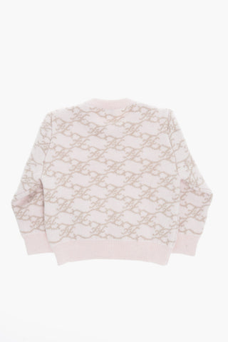 Wool and Cashmere Crew-neck Sweater with All-Over Monogram