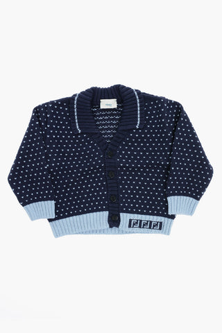 Cardigan in Cotone e Cashmere con Logo Ricamato