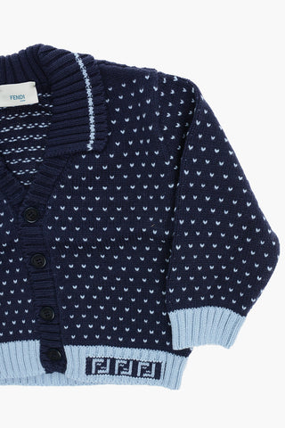 Cardigan in Cotone e Cashmere con Logo Ricamato