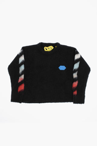 Wool Blend Crew-neck Sweater with Contrasting Logo