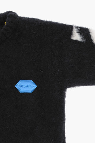 Wool Blend Crew-neck Sweater with Contrasting Logo