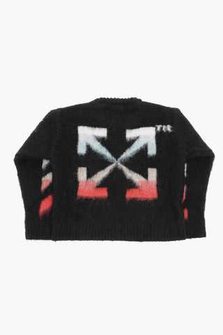 Wool Blend Crew-neck Sweater with Contrasting Logo