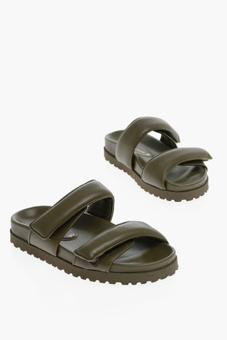 GIA COUTURE PERNILLE TEISBAEK Leather Sandals with Touch Strap Closure