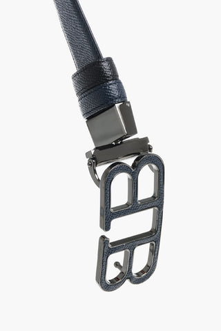 Leather Reversible BRITT Belt with Monogram Buckle 35mm
