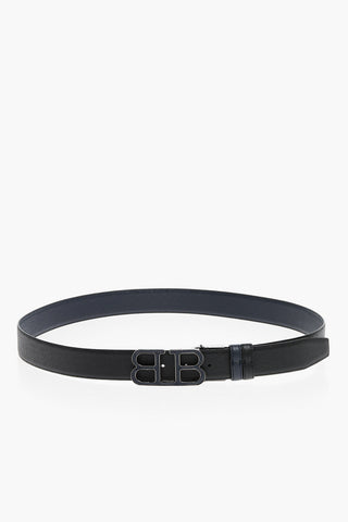 Leather Reversible BRITT Belt with Monogram Buckle 35mm