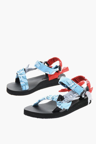 Bandana Motif Sandals with Touch Strap Closure