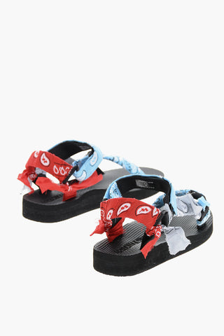 Bandana Motif Sandals with Touch Strap Closure