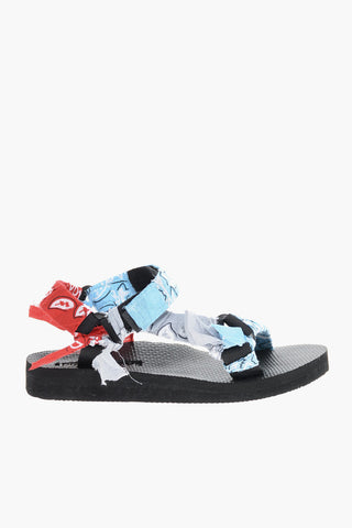 Bandana Motif Sandals with Touch Strap Closure