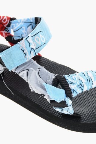 Bandana Motif Sandals with Touch Strap Closure