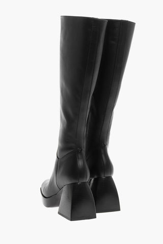 Stivali Alti BULLA In Pelle con Tacco Squadrato 8,5cm