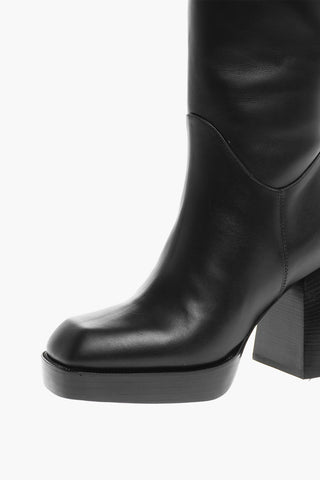 Stivali Alti BULLA In Pelle con Tacco Squadrato 8,5cm