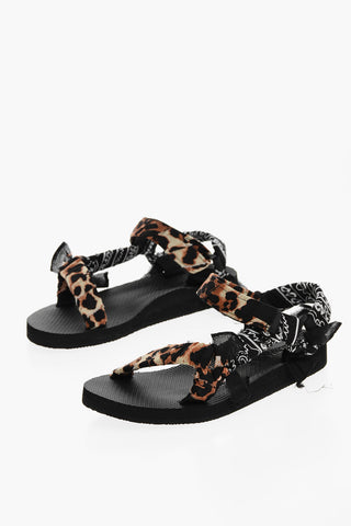 Double Patterned Sandals with Touch Strap Closure