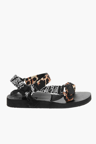 Double Patterned Sandals with Touch Strap Closure