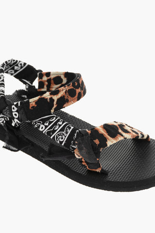 Double Patterned Sandals with Touch Strap Closure