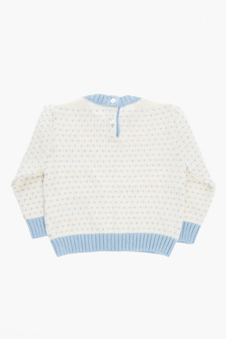Two-Tone Crew-neck Sweater with Embroidered Logo