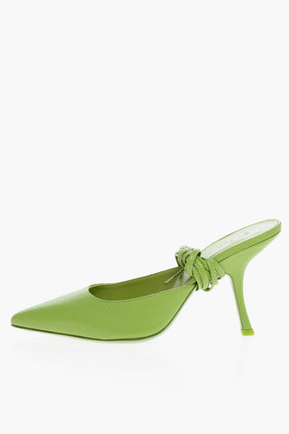 Textured Leather JEN Lace-up Slingback Pumps 10cm