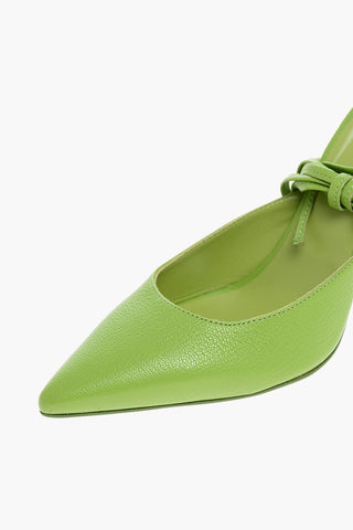 Textured Leather JEN Lace-up Slingback Pumps 10cm