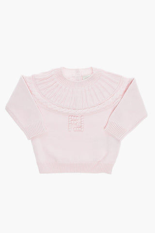 Cotton and Cashmere Crew-neck Sweather with Ribbed Detail and Embossed Logo