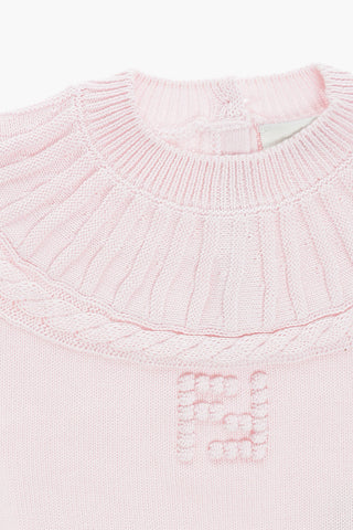 Cotton and Cashmere Crew-neck Sweather with Ribbed Detail and Embossed Logo