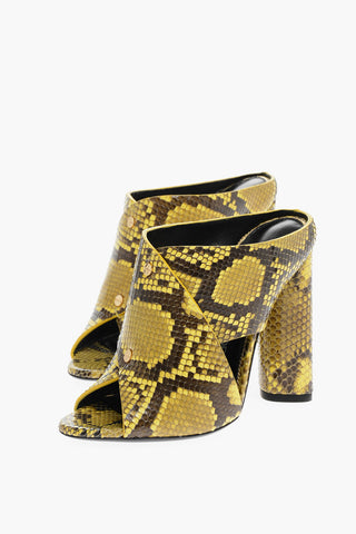 Mules HEELED in Pitone con Fasce Incrociate 12cm