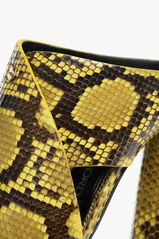Python Leather HEELED Mules with Cross Bands 22cm