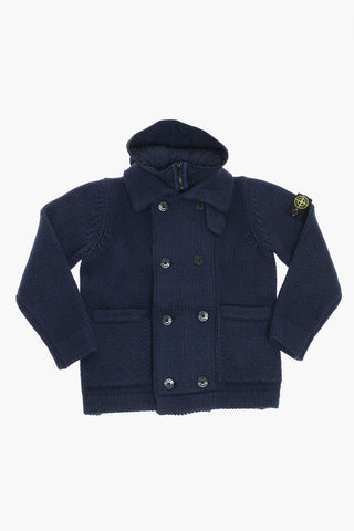 Knitted Double Breasted Jacket with Removable Hood