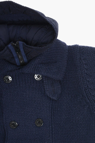 Knitted Double Breasted Jacket with Removable Hood