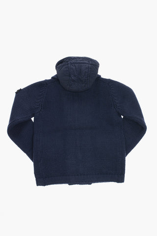 Knitted Double Breasted Jacket with Removable Hood