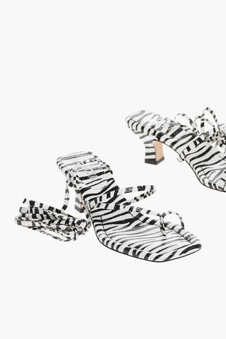 Sandali Infradito BETTY Lace-up in Pelle a Fantasia Animalier Tacco 6.5cm