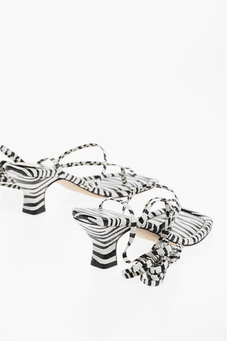 Sandali Infradito BETTY Lace-up in Pelle a Fantasia Animalier Tacco 6.5cm