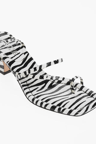 Sandali Infradito BETTY Lace-up in Pelle a Fantasia Animalier Tacco 6.5cm