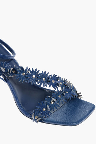 Leather POPPY Ankle-Strap Sandals with Flowers Embellishment 11cm