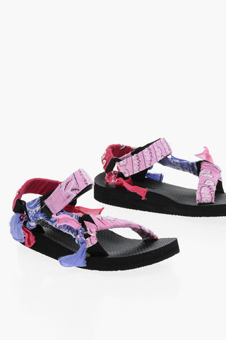 Bandana Motif Sandals with Touch Strap Closure