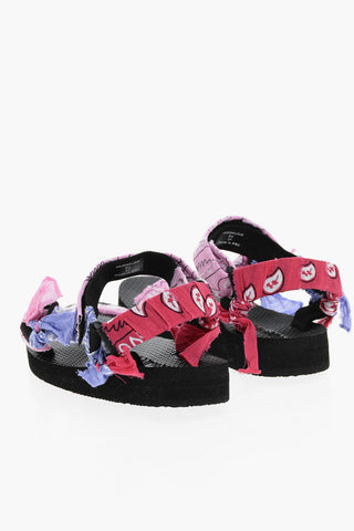 Bandana Motif Sandals with Touch Strap Closure