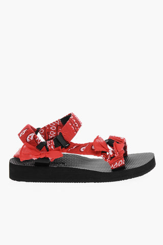 Bandana Motif Sandals with Touch Strap Closure