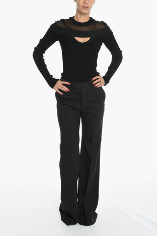 Pantaloni Flare Fit In Misto Lana