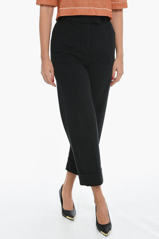 Cotton-twill High-waisted Baggy Pants
