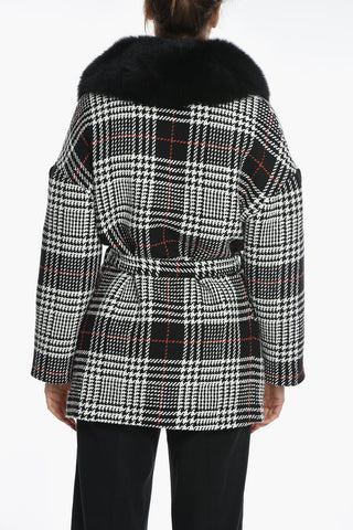 Wool-tweed MONIQUE Coat with Fox-furred Collar