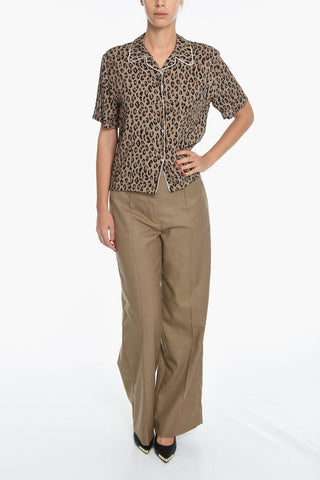 Camicia Bowling con Motivo Leopardato e Bottoni a Pressione