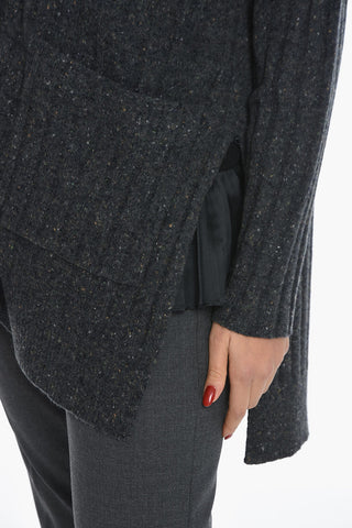 Cardigan Asimmetrico in Misto Lana a Coste