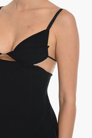 Solid Color Open Back Mini Dress with Cut-Out Detail