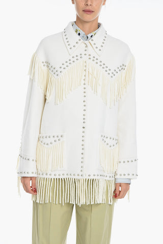 Fringed Wool Western Coat with Studs