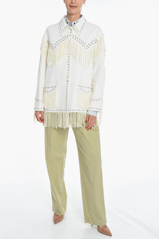 Fringed Wool Western Coat with Studs
