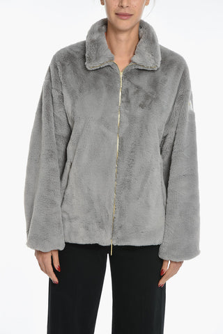 Eco-fur Short Coat with Front Zip